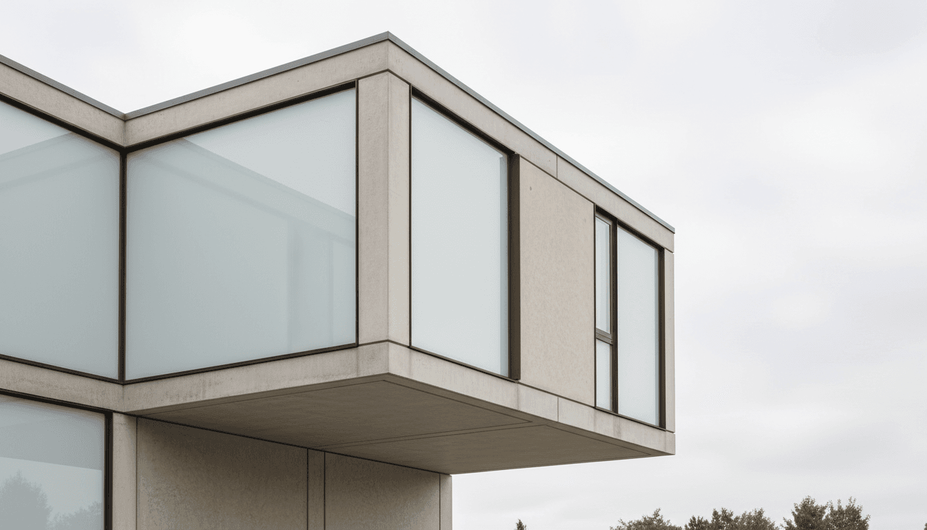 Modern modular structure with clean lines in daylight